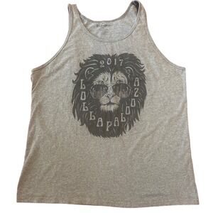 Lollapalooza 2017 Graphic Tank Top Lion Sunglasses Music Festival Grey L
